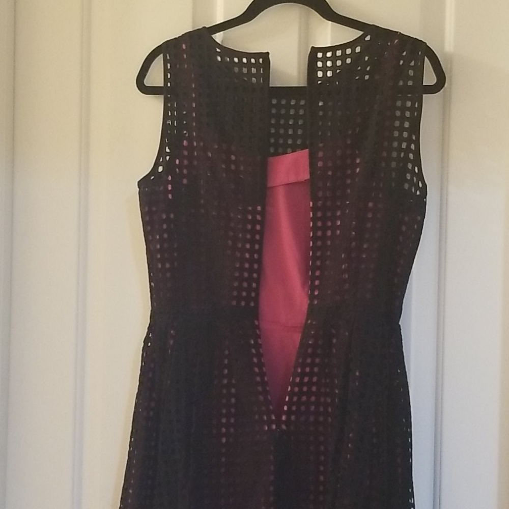 Halogen black fit and flare dress fuschia lining 6 - Picture 7 of 9